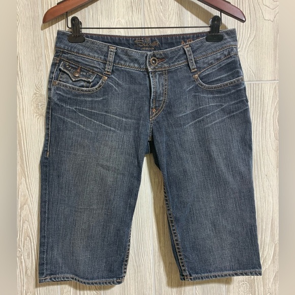Silver Jeans Pants - Silver Jeans Nina Denim Bermuda Shorts Snap Back Pockets Size 28
